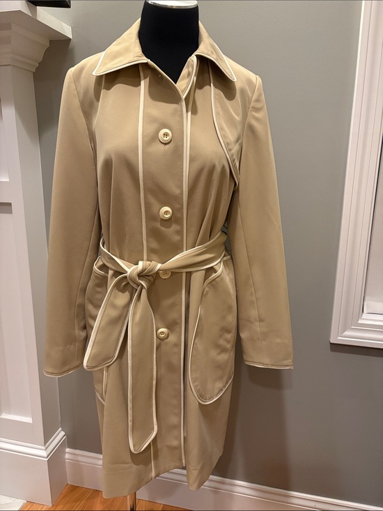 Harve Benard Jackets & Blazers - Harve Benard Beige Trench Coat with Cream Piping